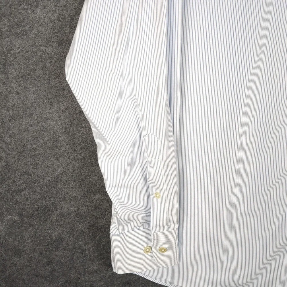 Banana Republic Mens XL Blue White Pinstripe Non-Iron Standard Fit Dress‎ Shirt